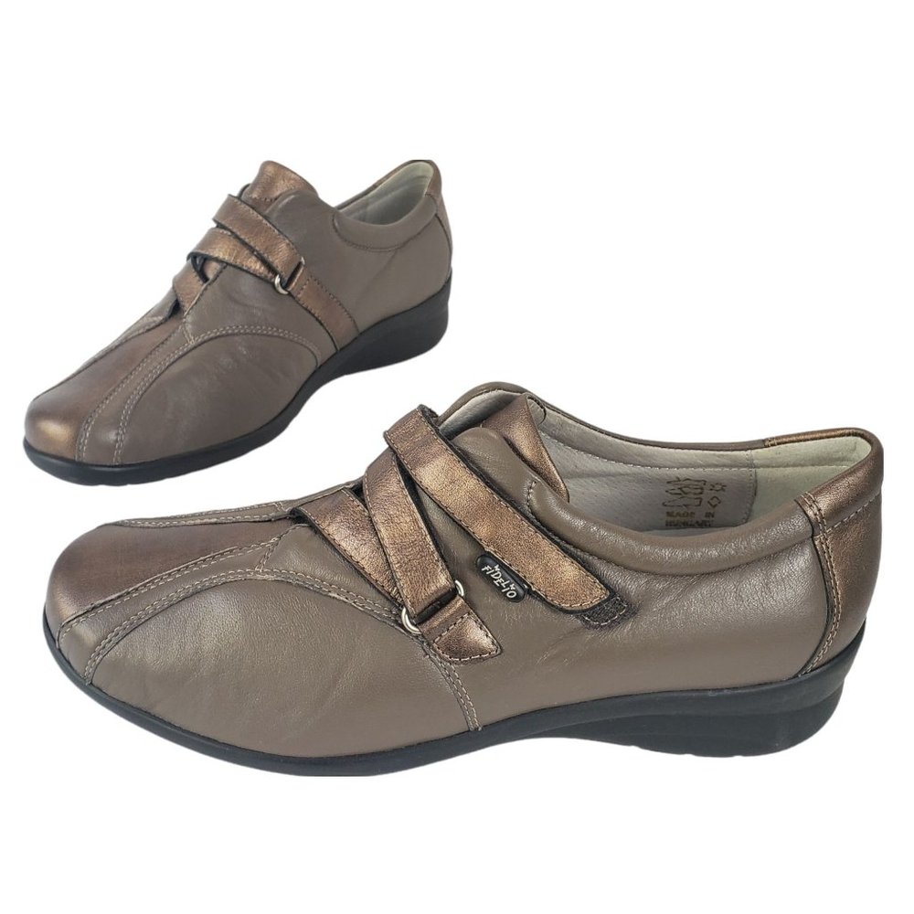 Fidelio Helga Casual Comfort Shoes Brown Bronze Leather Cushioned Loafer Size 9